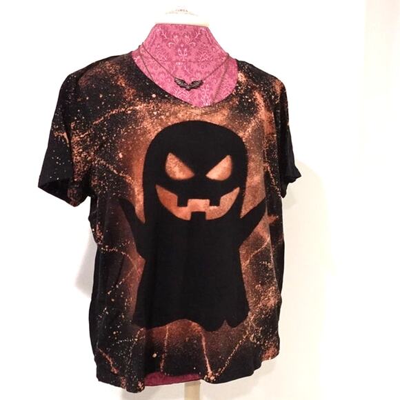 NEW Custom-Made Acid Ghost on Black V neck T shirt SZ XXL  (V4) - Picture 2 of 11